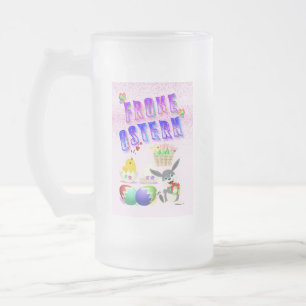 Frohe Ostern Frosted Glass Beer Mug