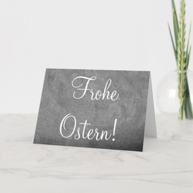 Frohe Ostern German Germany Easter Chalkboard Text Holiday Card (Front)