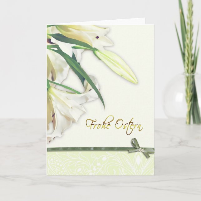 frohe Ostern, German happy easter card, lilly Holiday Card (Front)