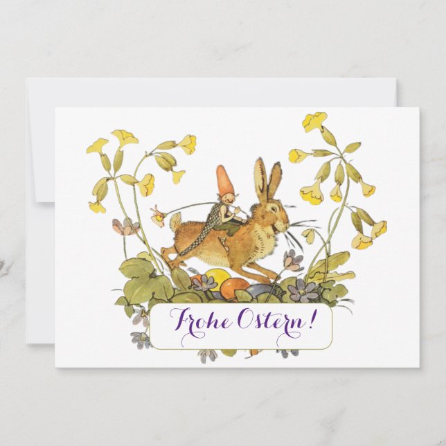 Frohe Ostern Karte Mit Hase Deutscher Text Holiday Card (Front)