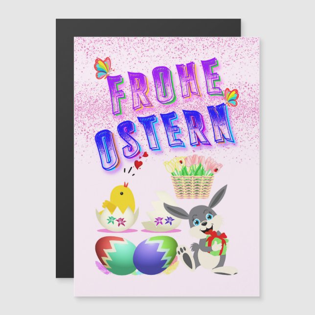 Frohe Ostern Magnetic Invitation (Front/Back)