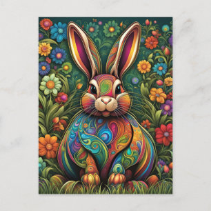 Frohe Ostern - Osterhase in Blumen Holiday Postcard