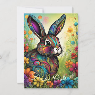 Frohe Ostern - Osterhase in Blumen Invitation