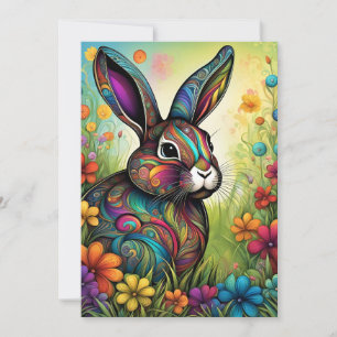 Frohe Ostern - Osterhase in Blumen Invitation