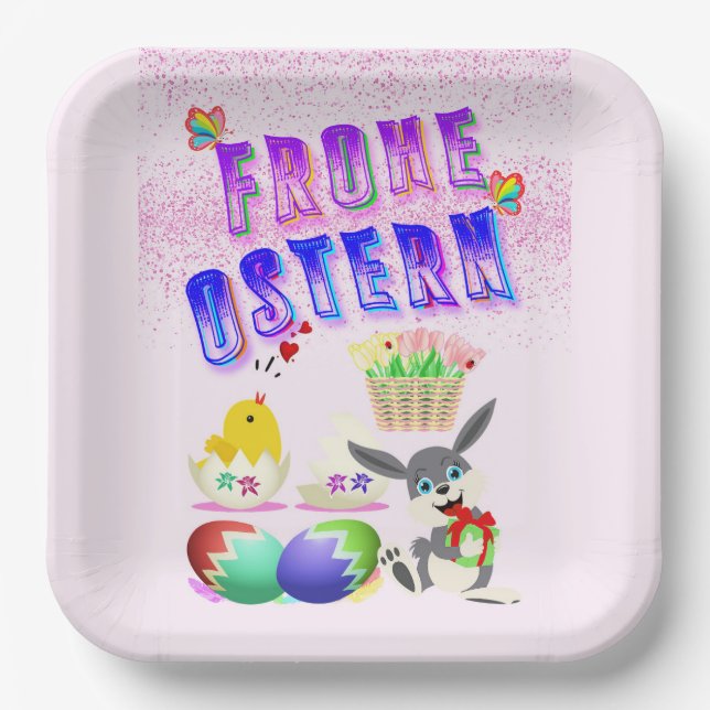 Frohe Ostern Paper Plate (Front)