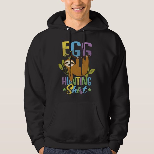 Frohe Ostern T-Shirt Tired Sloth Funny Easter Hoodie (Front)