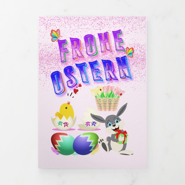 Frohe Ostern Tri-Fold Holiday Card (Cover)