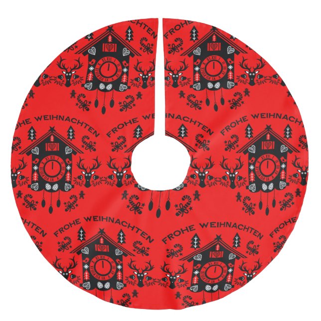 Frohe Weihnachten Brushed Polyester Tree Skirt (Front)