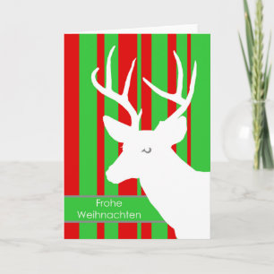 Frohe Weihnachten, Christmas in German, White Deer Holiday Card