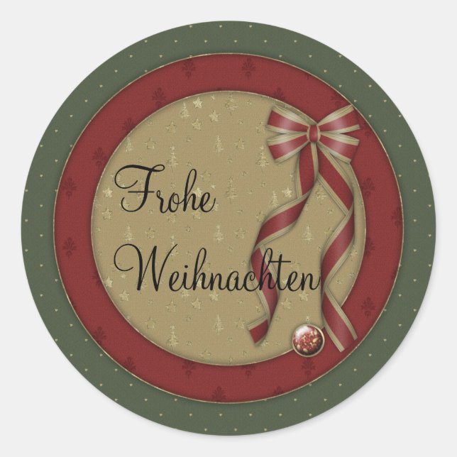 Frohe Weihnachten Classic Round Sticker (Front)