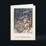 Frohe Weihnachten Engel Im Wald Christmas card<br><div class="desc">Vintage Christmas card shows an angel in the forest with forest animals. Put a smile on the faces of your loved ones with this nostalgic Christmas card.</div>