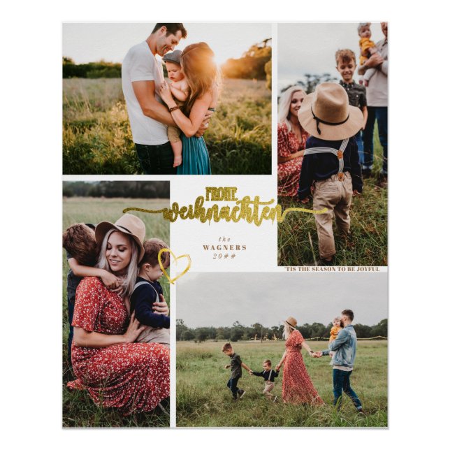 Frohe Weihnachten German Christmas 4 Photo Collage Poster (Front)