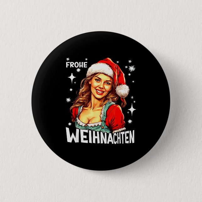 Frohe Weihnachten German Christmas  6 Cm Round Badge (Front)