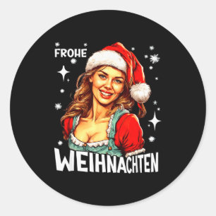 Frohe Weihnachten German Christmas  Classic Round Sticker