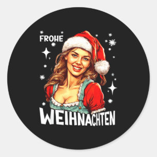 Frohe Weihnachten German Christmas Classic Round Sticker