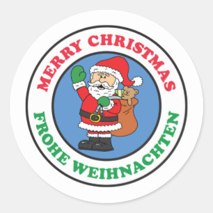 Frohe Weihnachten German Christmas Santa Classic Round Sticker