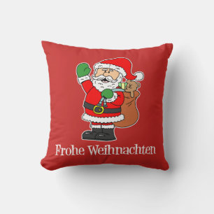 Frohe Weihnachten German Christmas Santa Cushion