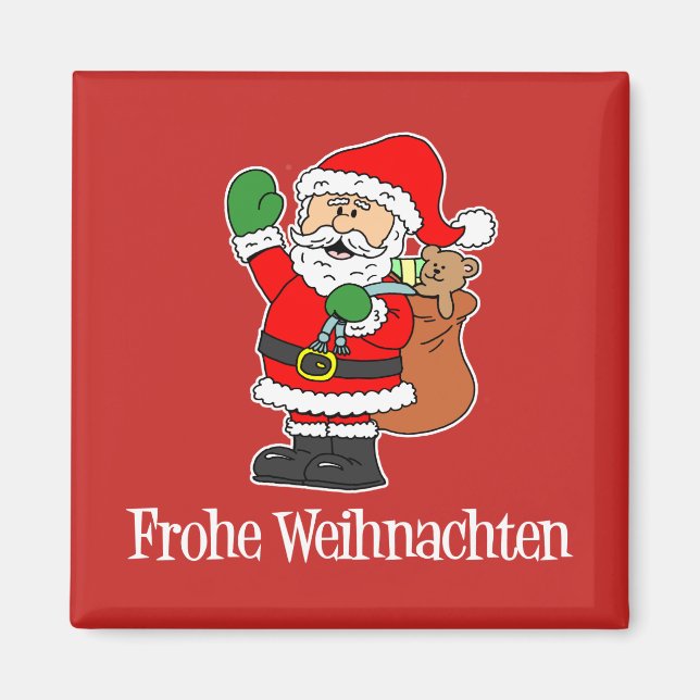 Frohe Weihnachten German Christmas Santa Magnet (Front)