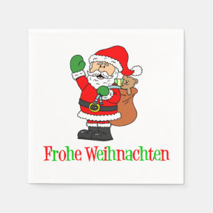 Frohe Weihnachten German Christmas Santa Napkin