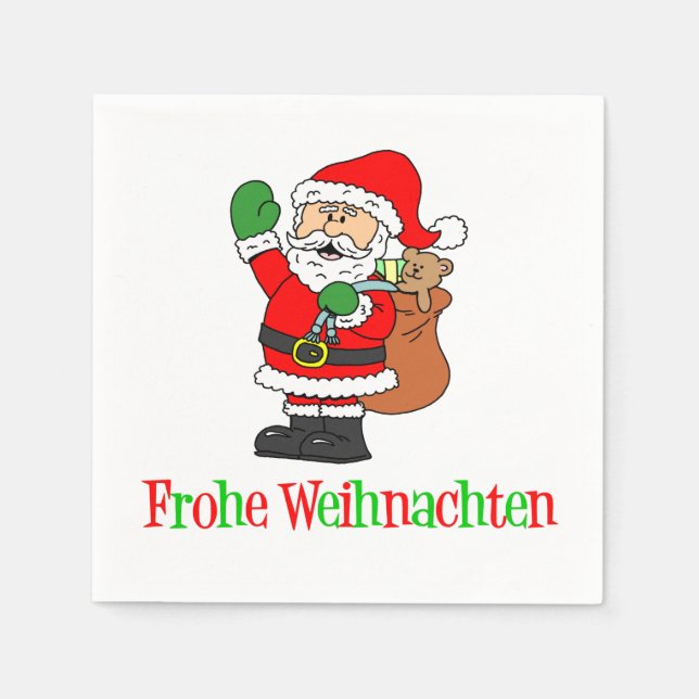 Frohe Weihnachten German Christmas Santa Napkin (Front)