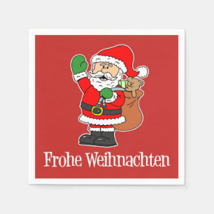 Frohe Weihnachten German Christmas Santa Napkin