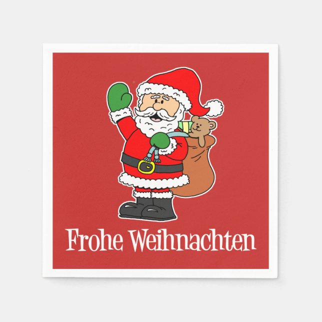 Frohe Weihnachten German Christmas Santa Napkin (Front)