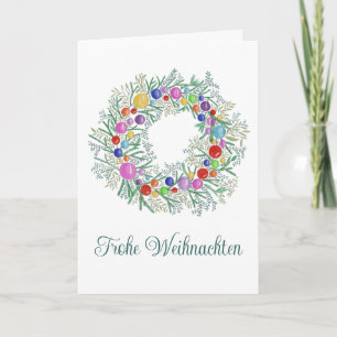 Frohe Weihnachten, German Christmas wreath Holiday Card