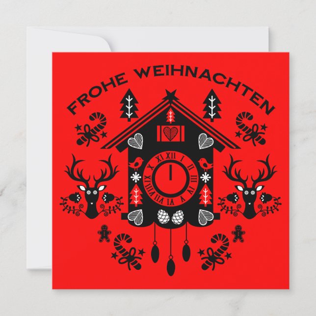 Frohe Weihnachten German Cuckoo Clock Card (Front)
