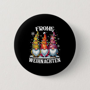 Frohe Weihnachten German Gnome Christmas Decoratio 6 Cm Round Badge
