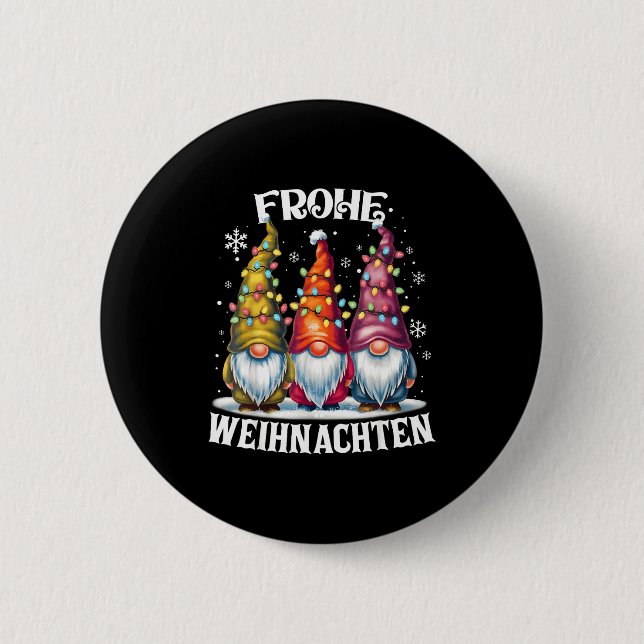Frohe Weihnachten German Gnome Christmas Decoratio 6 Cm Round Badge (Front)