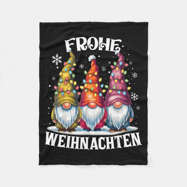 Frohe Weihnachten German Gnome Christmas Decoratio Fleece Blanket (Front)