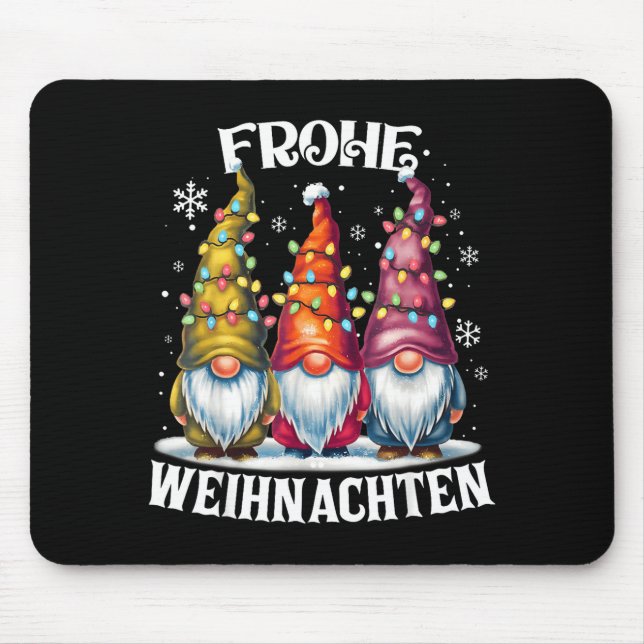 Frohe Weihnachten German Gnome Christmas Decoratio Mouse Mat (Front)