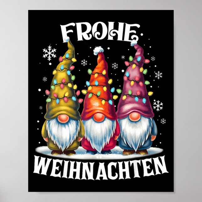 Frohe Weihnachten German Gnome Christmas Decoratio Poster (Front)