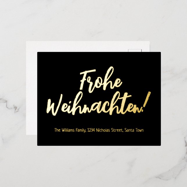 Frohe Weihnachten German Language Merry Christmas Foil Holiday Postcard (Front/Back)