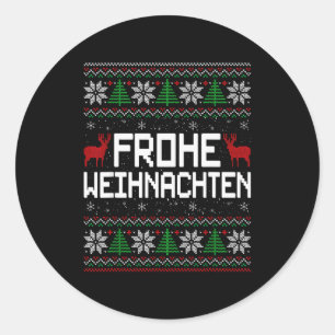 Frohe Weihnachten German Merry Christmas Holidays  Classic Round Sticker