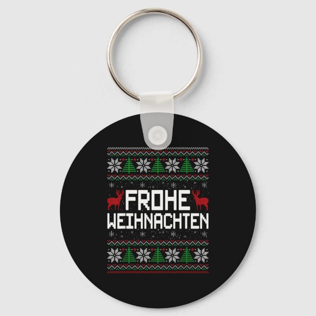 Frohe Weihnachten German Merry Christmas Holidays  Key Ring (Front)