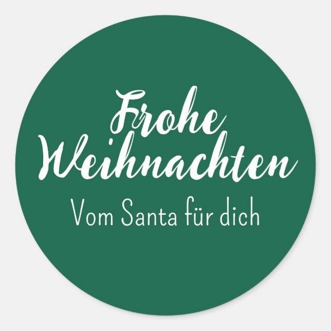 Frohe Weihnachten green Merry Christmas in German  Classic Round Sticker (Front)