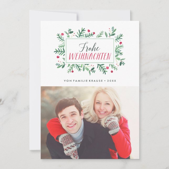 Frohe Weihnachten Laub  | Weihnachtskarte Holiday Card (Front)
