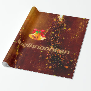 frohe weihnachten, merry christmas german text wrapping paper