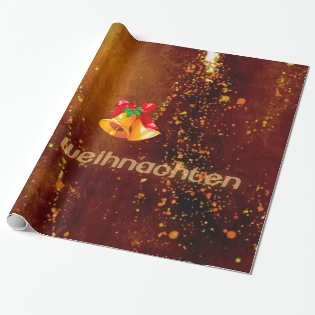 frohe weihnachten, merry christmas german text wrapping paper (Unrolled)