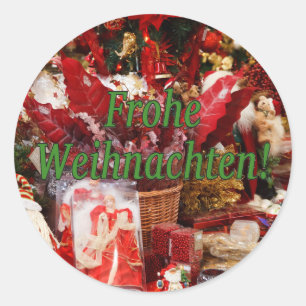 Frohe Weihnachten! Merry Christmas in German gf Classic Round Sticker