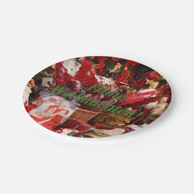 Frohe Weihnachten! Merry Christmas in German gf Paper Plate (Angled)