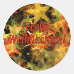 Frohe Weihnachten! Merry Christmas in German rf Classic Round Sticker