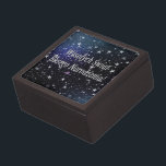 Frohe Weihnachten! Merry Christmas in German wf Keepsake Box<br><div class="desc">Wesołych Świąt Bożego Narodzenia! Merry Christmas in Polish. White stars on a black and blue night background. White font</div>