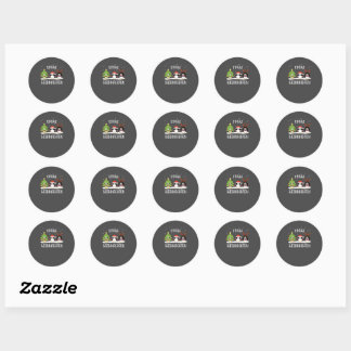Frohe Weihnachten Merry Christmas Lustig Pinguine Classic Round Sticker