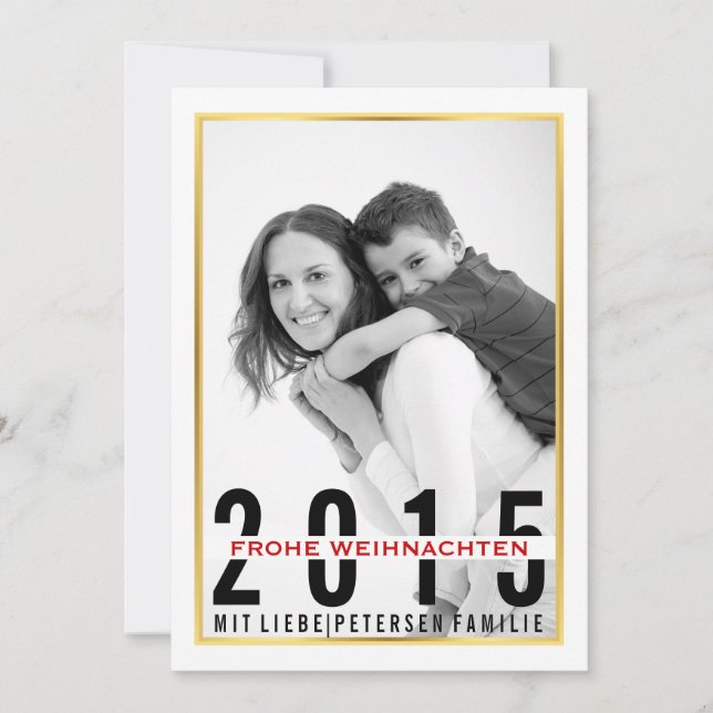 Frohe Weihnachten modern Christmas photo Holiday Card (Front)