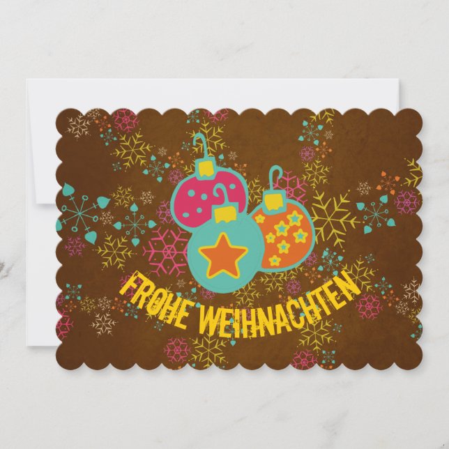 Frohe Weihnachten Ornaments Holidays Card (Front)