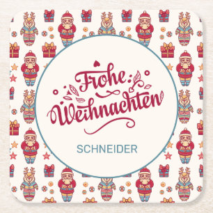 Frohe Weihnachten Personalised Square Paper Coaster
