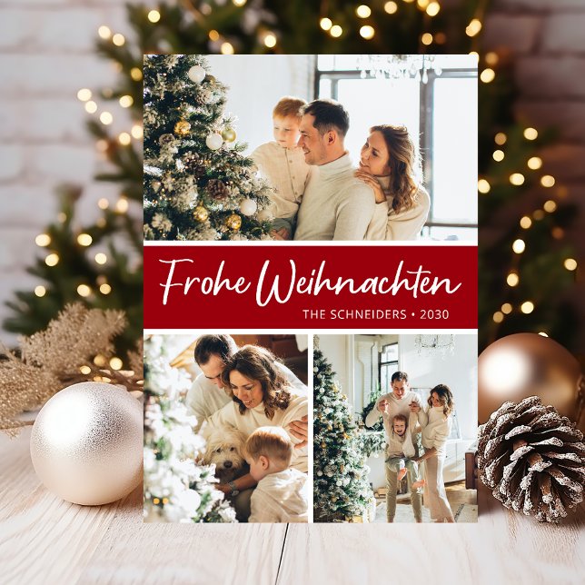 Frohe Weihnachten Photo Collage Holiday Card (Creator Uploaded)