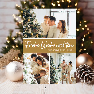 Frohe Weihnachten Photo Collage Holiday Card